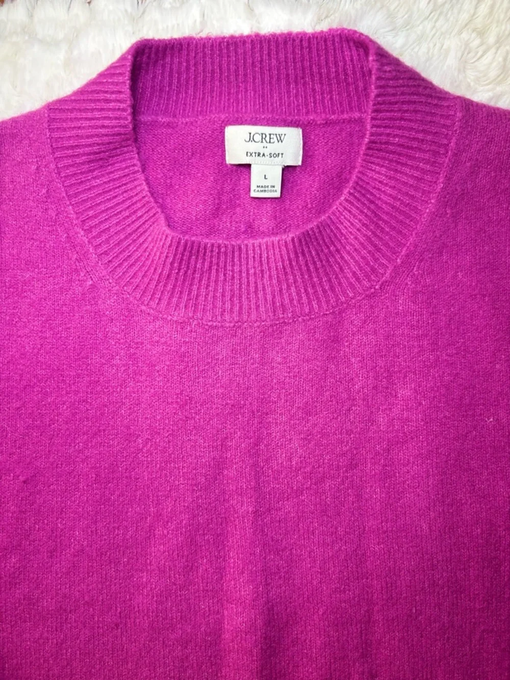 J. Crew Women's Crewneck Sweater in Vibrant Fuchsia Pink